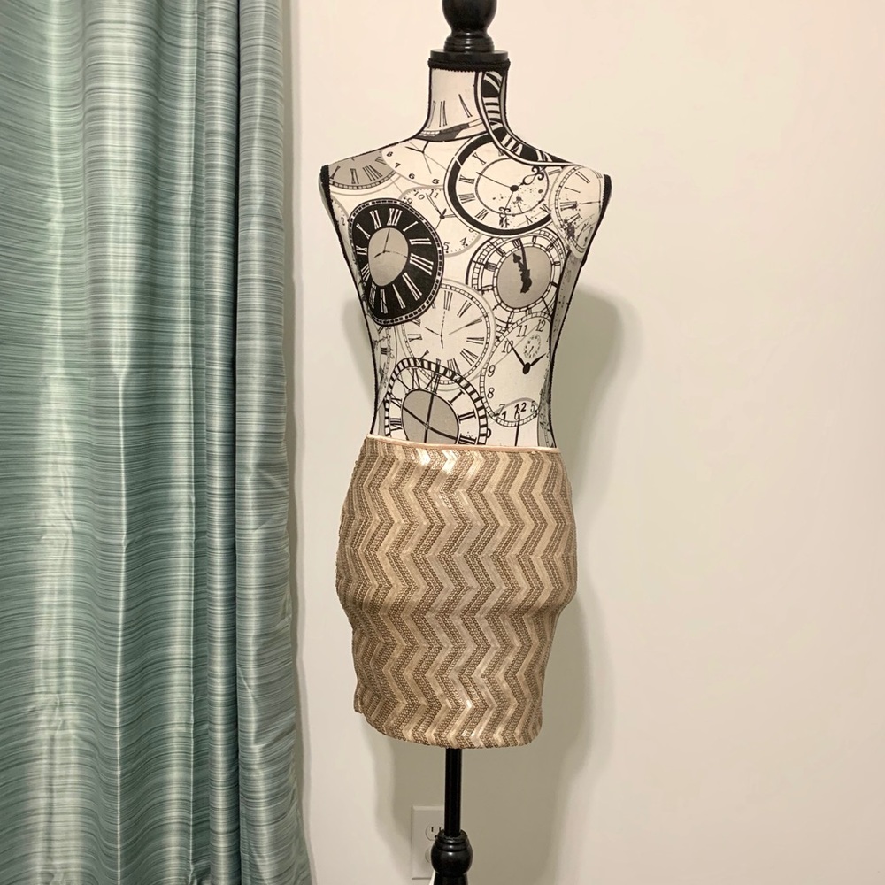 *Adrienne* Gold Sequined Skirt